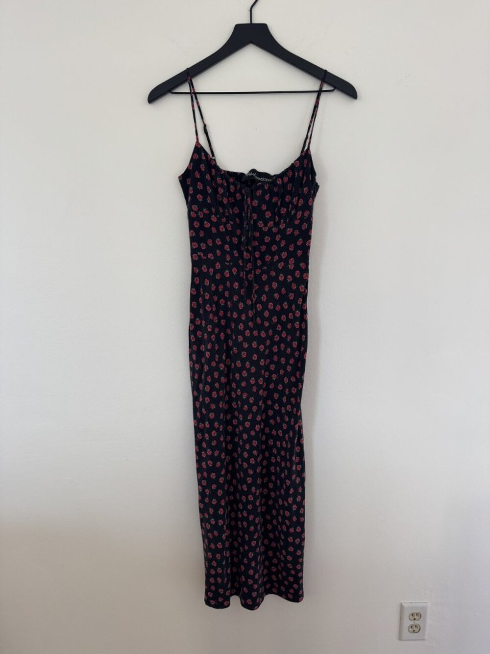 Realisation Par The Alba Rosalita Black Red Rose Silk Midi Dress S